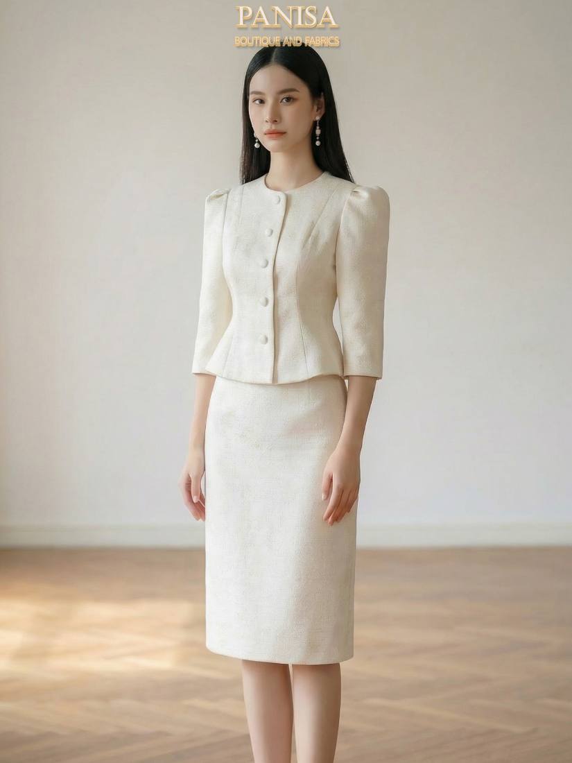 หน้าปกแกลอรี่ เสื้อขาวและกระโปรงสอบขาว PANISA รุ่น Galant PG09