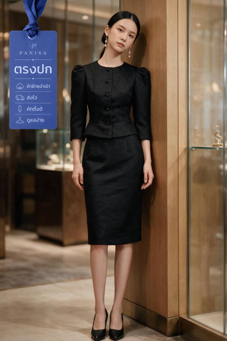 PANISA เสื้อดำและกระโปรงสอบดำ รุ่น Galant PG09